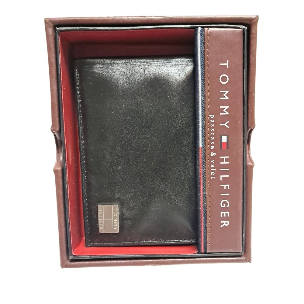 2005 Tommy Hilfiger Black Leather Bi Fold Wallet Passcase & Valet in Box - Picture 7 of 11